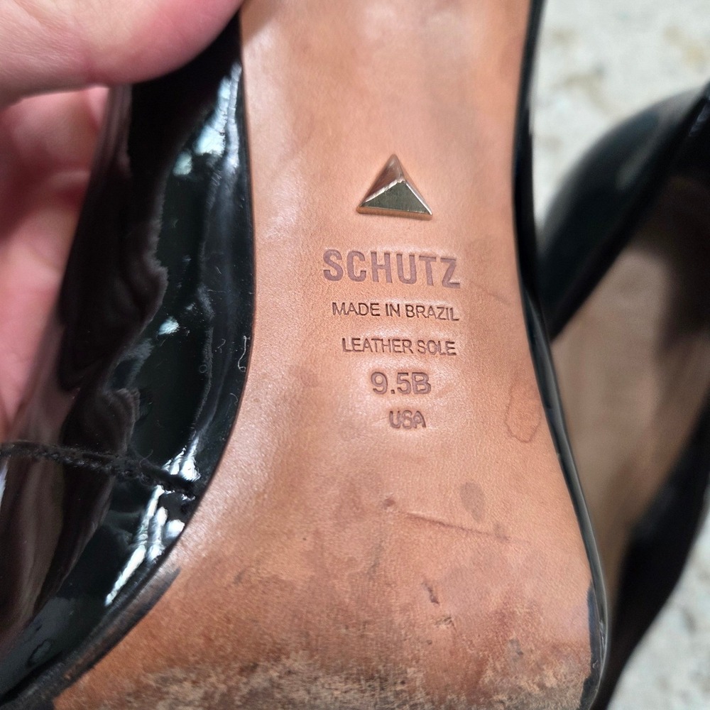 Schutz Black Patent Leather Stiletto Pointed Toe Pumps Heels‎ Women's Size 9.5B - Picture 2 of 12